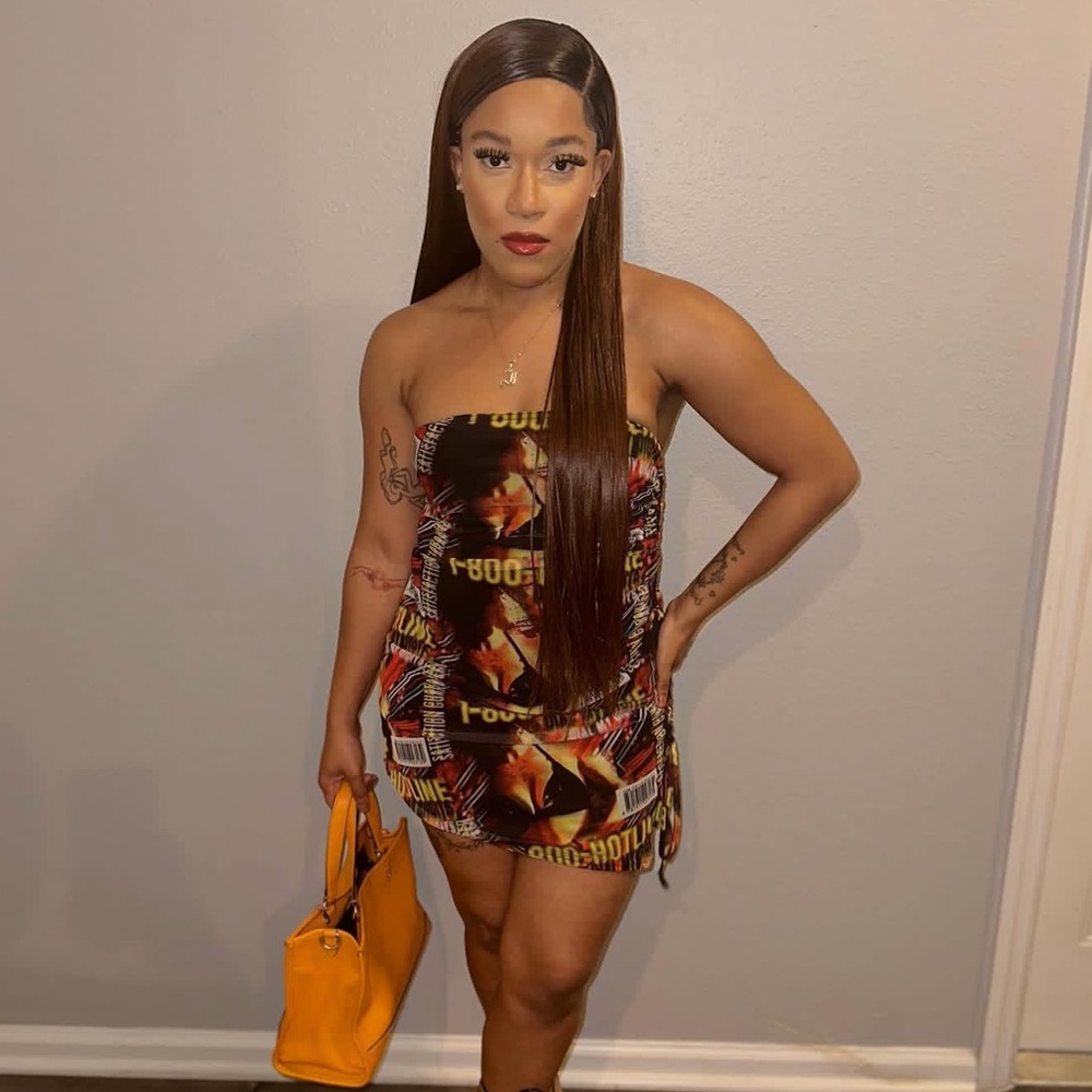 Prettylittlething Stylish Multicolor Strapless Dr… - image 1